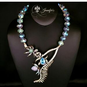 Heidi Daus RARE Fiddle Dee Daus Beading Crystal Statement Necklace